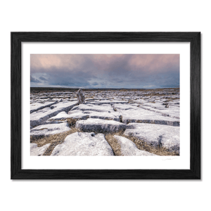 burren-limestone-pavement-standing-stone-sunset BF