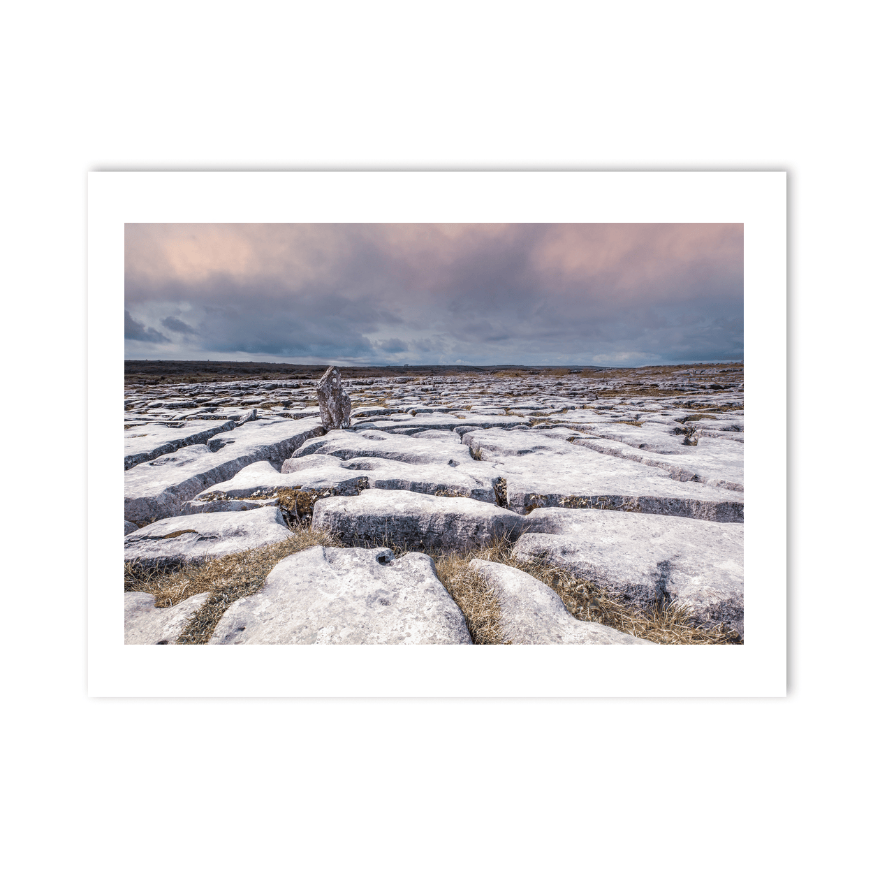 burren-limestone-pavement-standing-stone-sunset PM