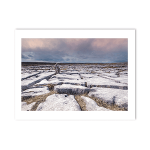burren-limestone-pavement-standing-stone-sunset PM