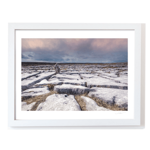 burren-limestone-pavement-standing-stone-sunset WF