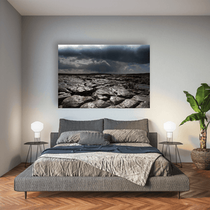 burren-limestone-pavement-stormy-sky Pano