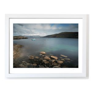 Nua Photography Print Calm Harbour with Fishing Boat in Crystal Clear Waters, Co. Cork Cork Harbour Fishing Boat Clear Waters Print | Nua Photography
