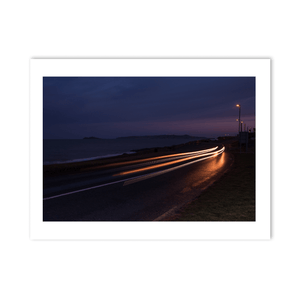Nua Photography Print Coast Road Portmarnock Light Trails at Dusk, Co. Dublin Coast Road Portmarnock Light Trails Print | Nua Photography