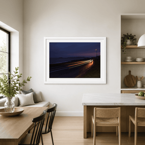 Nua Photography Print Coast Road Portmarnock Light Trails at Dusk, Co. Dublin Coast Road Portmarnock Light Trails Print | Nua Photography