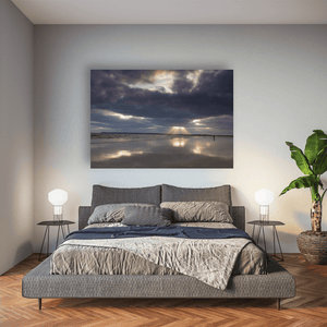 Nua Photography Print Dramatic Sunbeams Breaking Through Storm Clouds, South Cork Coast Cork Beach Sunbeams Through Storm Clouds Print | Nua Photography