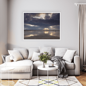 Nua Photography Print Dramatic Sunbeams Breaking Through Storm Clouds, South Cork Coast Cork Beach Sunbeams Through Storm Clouds Print | Nua Photography