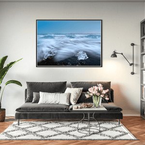 Nua Photography Print Diamond Beach Glacial Ice on Black Sand, Iceland Diamond Beach Glacial Ice Black Sand Print | Nua Photography