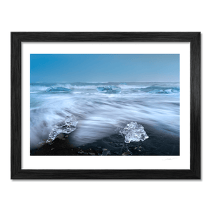 Nua Photography Print Diamond Beach Glacial Ice on Black Sand, Iceland Diamond Beach Glacial Ice Black Sand Print | Nua Photography