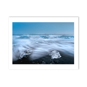 Nua Photography Print Diamond Beach Glacial Ice on Black Sand, Iceland Diamond Beach Glacial Ice Black Sand Print | Nua Photography