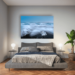 Nua Photography Print Diamond Beach Glacial Ice on Black Sand, Iceland Diamond Beach Glacial Ice Black Sand Print | Nua Photography