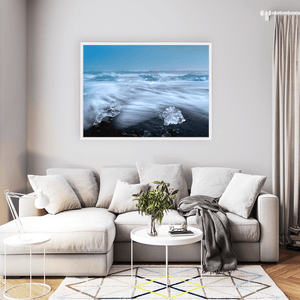 Nua Photography Print Diamond Beach Glacial Ice on Black Sand, Iceland Diamond Beach Glacial Ice Black Sand Print | Nua Photography