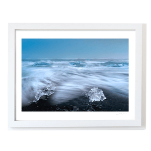 Nua Photography Print Diamond Beach Glacial Ice on Black Sand, Iceland Diamond Beach Glacial Ice Black Sand Print | Nua Photography
