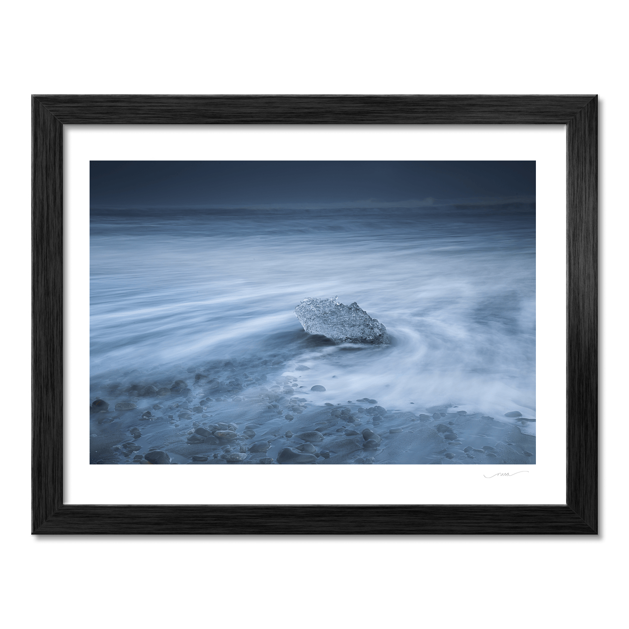 Nua Photography Print Diamond Beach Glacial Ice in Swirling Waves, Iceland Diamond Beach Glacial Ice Swirling Waves Print | Nua Photography