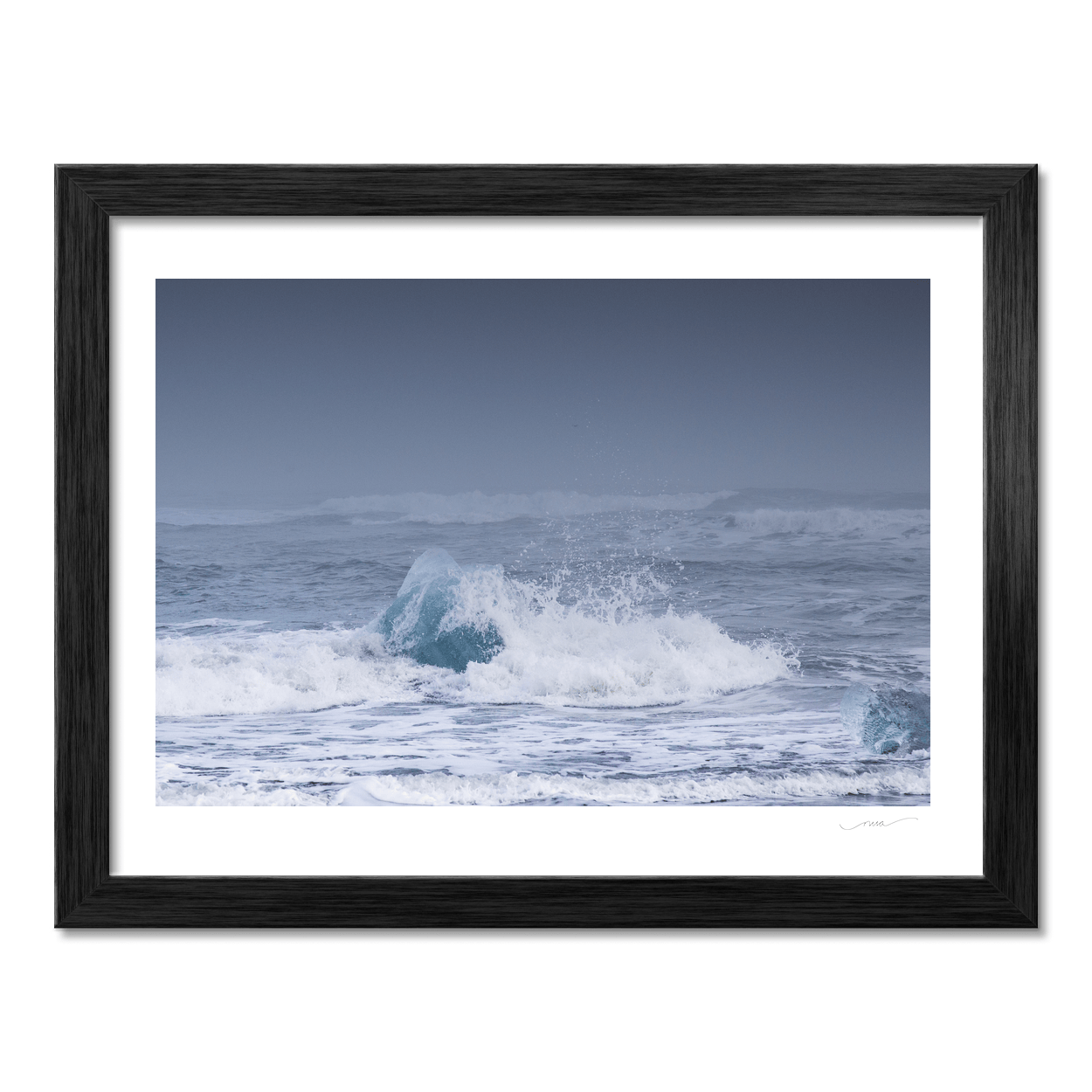 Nua Photography Print Diamond Beach Iceberg in Crashing Waves, Iceland Diamond Beach Iceberg in Crashing Waves Print | Nua Photography