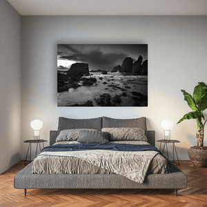 dramatic-sea-stacks-stormy-coastline-black-white Pano