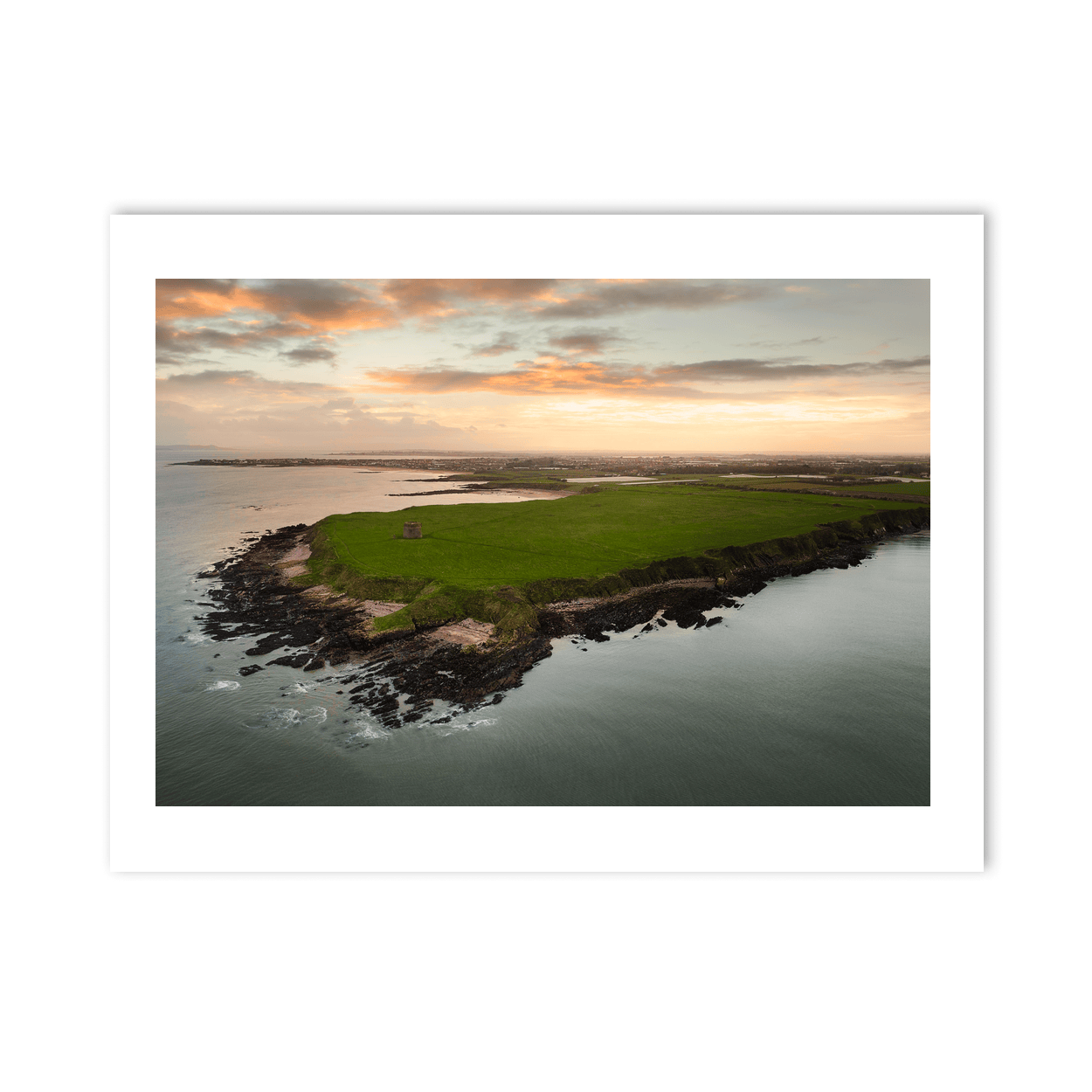 Nua Photography Print Drumanagh Headland Looking Towards Rush at Sunset, Co. Dublin Drumanagh Headland Sunset Aerial Print | Nua Photography
