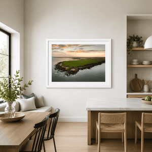 Nua Photography Print Drumanagh Headland Looking Towards Rush at Sunset, Co. Dublin Drumanagh Headland Sunset Aerial Print | Nua Photography