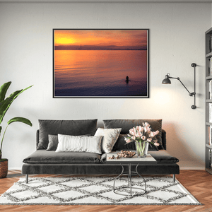 Nua Photography Print Dublin Bay Sunset with Swimmer and Poolbeg Chimneys, Howth Co. Dublin Dublin Bay Sunset Swimmer Poolbeg | Nua Photography