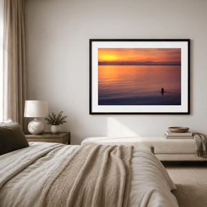 Nua Photography Print Dublin Bay Sunset with Swimmer and Poolbeg Chimneys, Howth Co. Dublin Dublin Bay Sunset Swimmer Poolbeg | Nua Photography