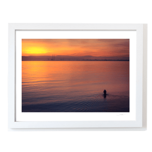 Nua Photography Print Dublin Bay Sunset with Swimmer and Poolbeg Chimneys, Howth Co. Dublin Dublin Bay Sunset Swimmer Poolbeg | Nua Photography