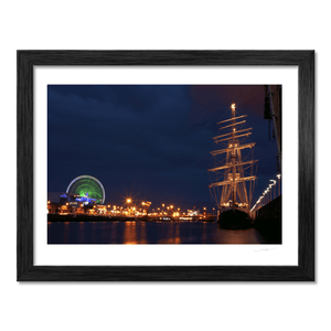 Nua Photography Print Dublin Docklands Tall Ship and O2 Ferris Wheel at Night, Co. Dublin Dublin Docklands Tall Ship at Night Print | Nua Photography