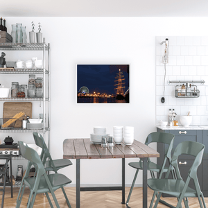 Nua Photography Print Dublin Docklands Tall Ship and O2 Ferris Wheel at Night, Co. Dublin Dublin Docklands Tall Ship at Night Print | Nua Photography