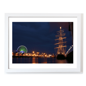 Nua Photography Print Dublin Docklands Tall Ship and O2 Ferris Wheel at Night, Co. Dublin Dublin Docklands Tall Ship at Night Print | Nua Photography
