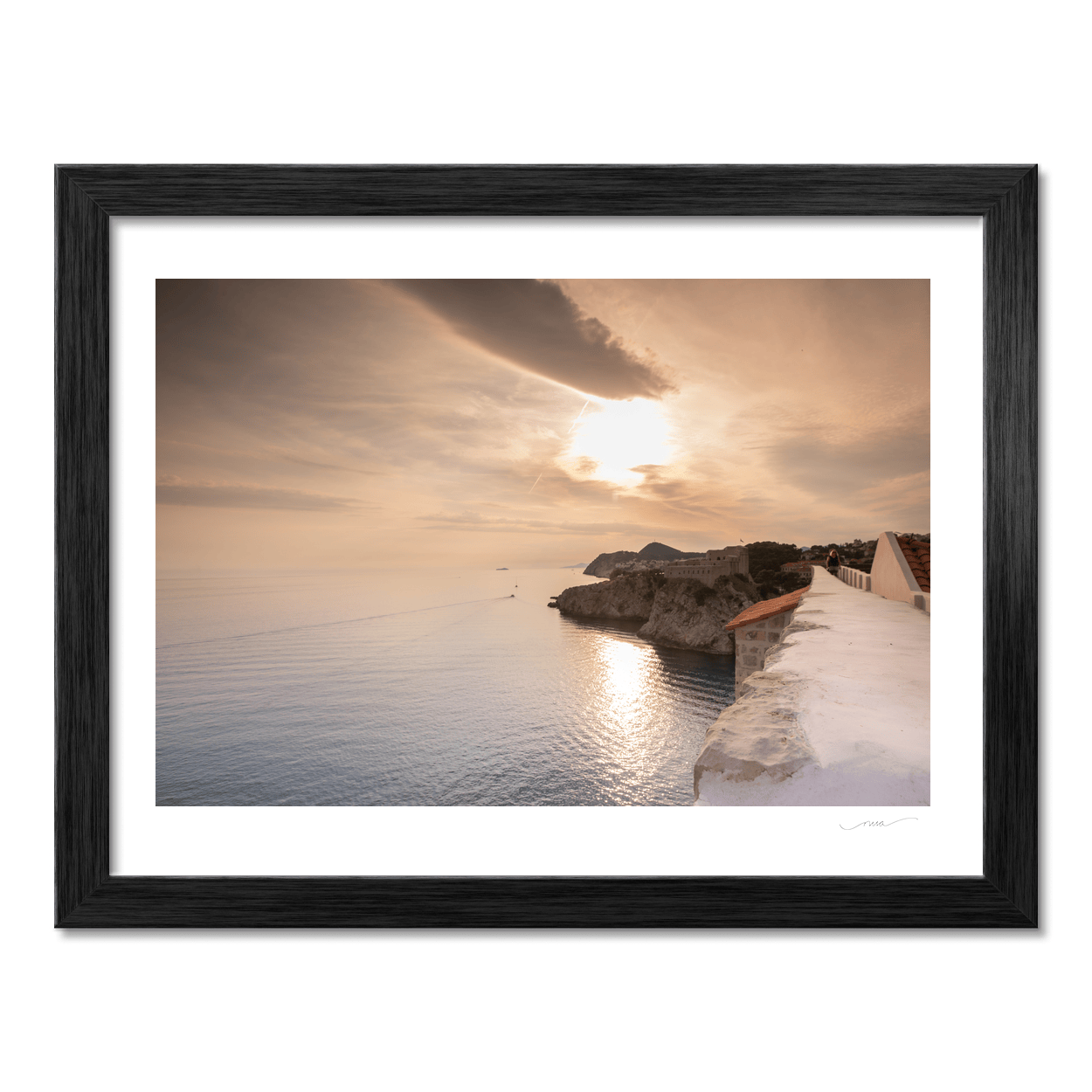Nua Photography Print Dubrovnik City Walls Sunset Over the Adriatic Sea, Croatia Dubrovnik City Walls Sunset Adriatic View Print | Nua Photography