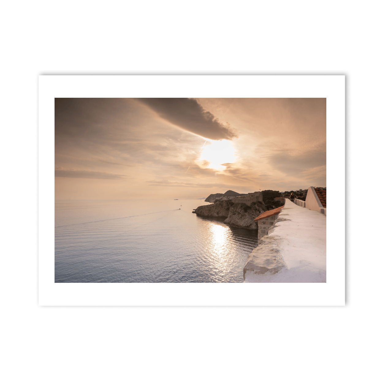 Nua Photography Print Dubrovnik City Walls Sunset Over the Adriatic Sea, Croatia Dubrovnik City Walls Sunset Adriatic View Print | Nua Photography