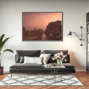 Nua Photography Print Dubrovnik Fortress and Sailing Ship at Sunset, Croatia Dubrovnik Fortress Sunset with Sailing Ship Print | Nua Photography