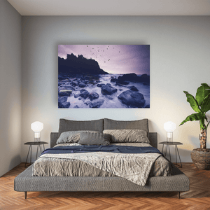 dunluce-castle-silhouette-rocky-shore-twilight Pano