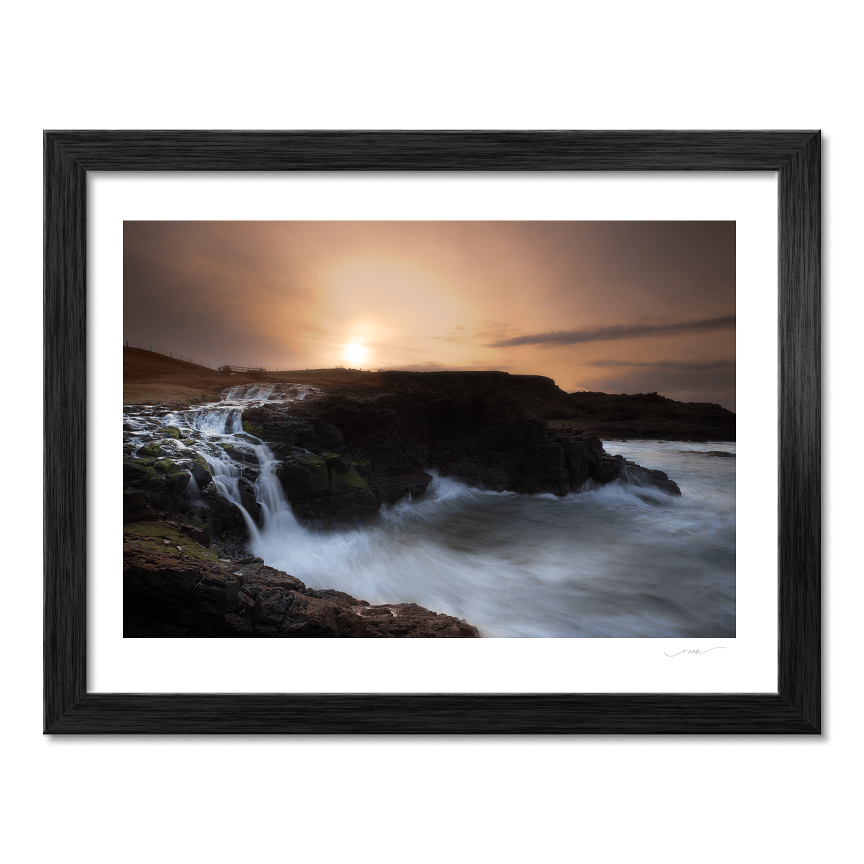 dunseverick-waterfall-sunset-atlantic-waves PM