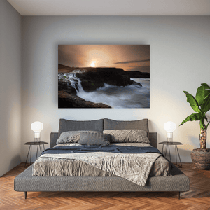 dunseverick-waterfall-sunset-atlantic-waves Pano