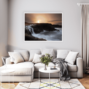 dunseverick-waterfall-sunset-atlantic-waves WFW