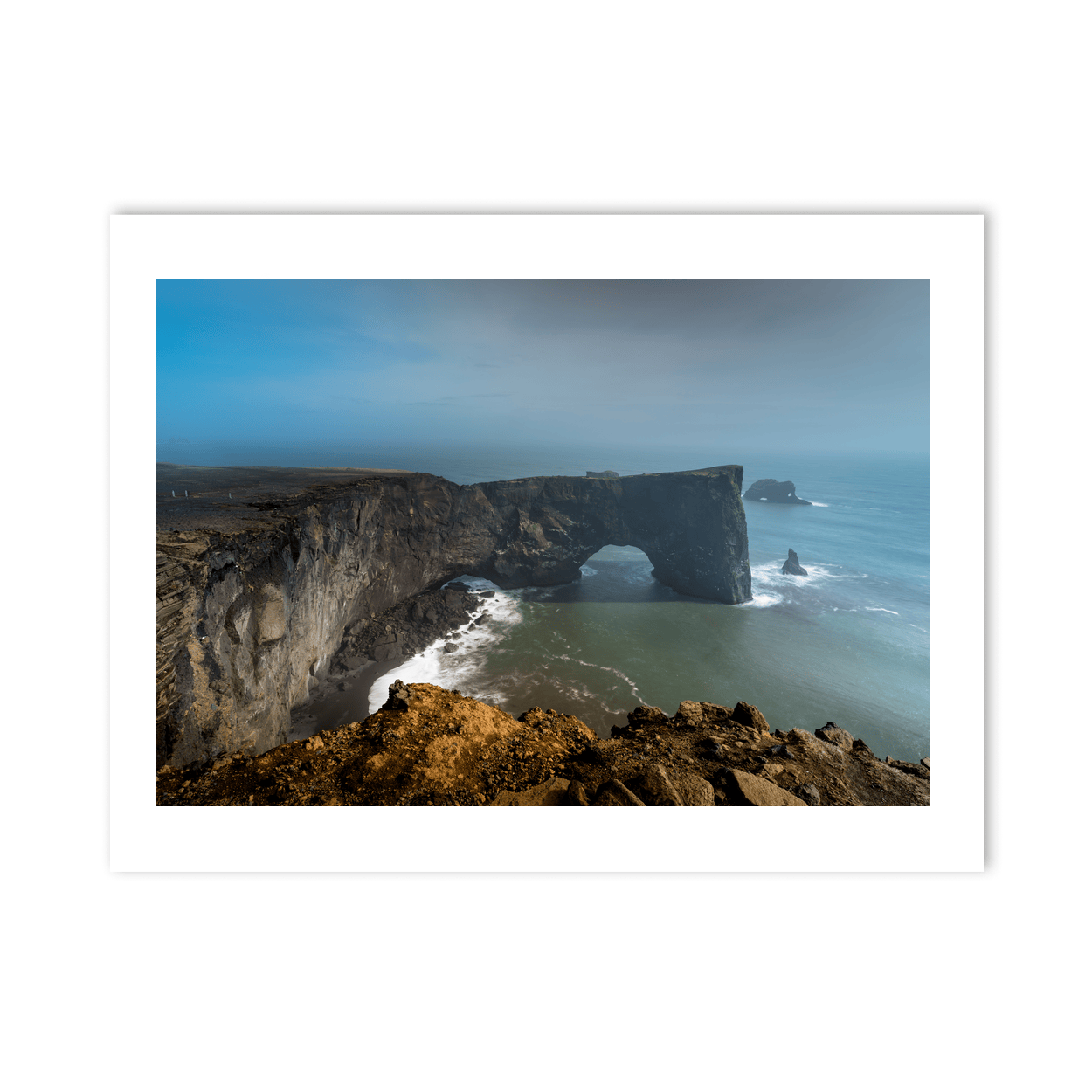 Nua Photography Print DyrhÃ³laey Arch and Dramatic Cliffs, Southern Iceland DyrhÃ³laey Arch Dramatic Cliffs Iceland Print | Nua Photography