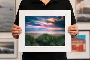 First Light from the South Beach Dunes, 20 x 16 inch print held for scale