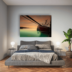 fishing-boat-harbour-sunset-calm-waters Pano