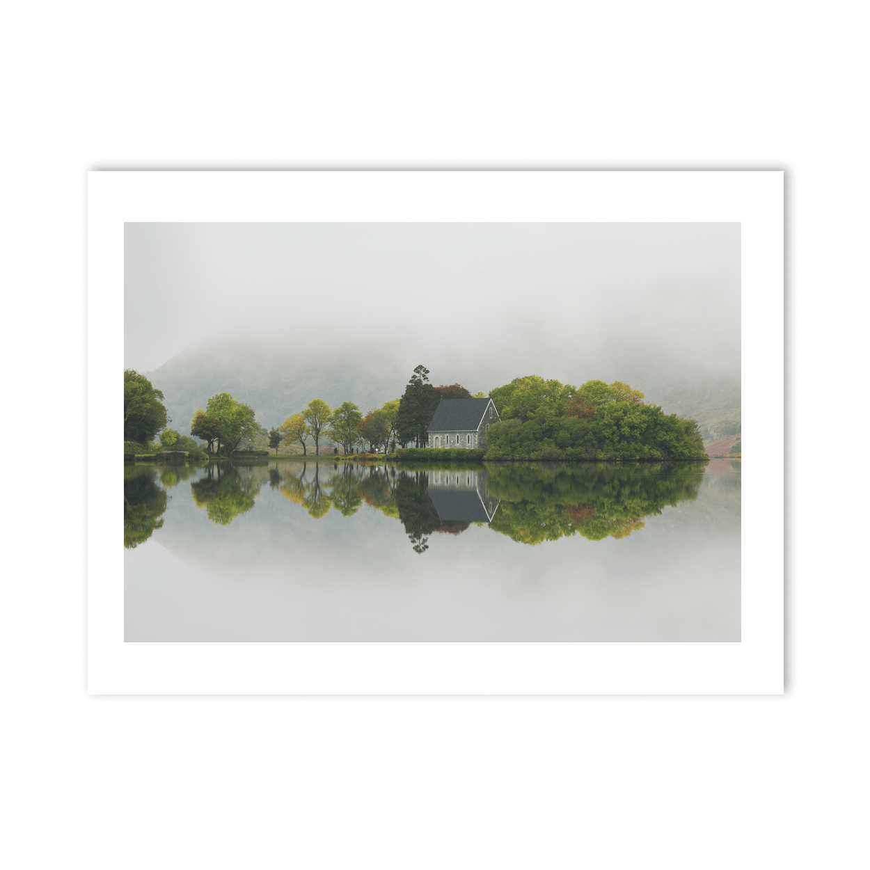 Nua Photography Print Gougane Barra Church Misty Morning Reflection, Co. Cork (3) Gougane Barra Church Misty Morning Reflection Print | Nua Photography