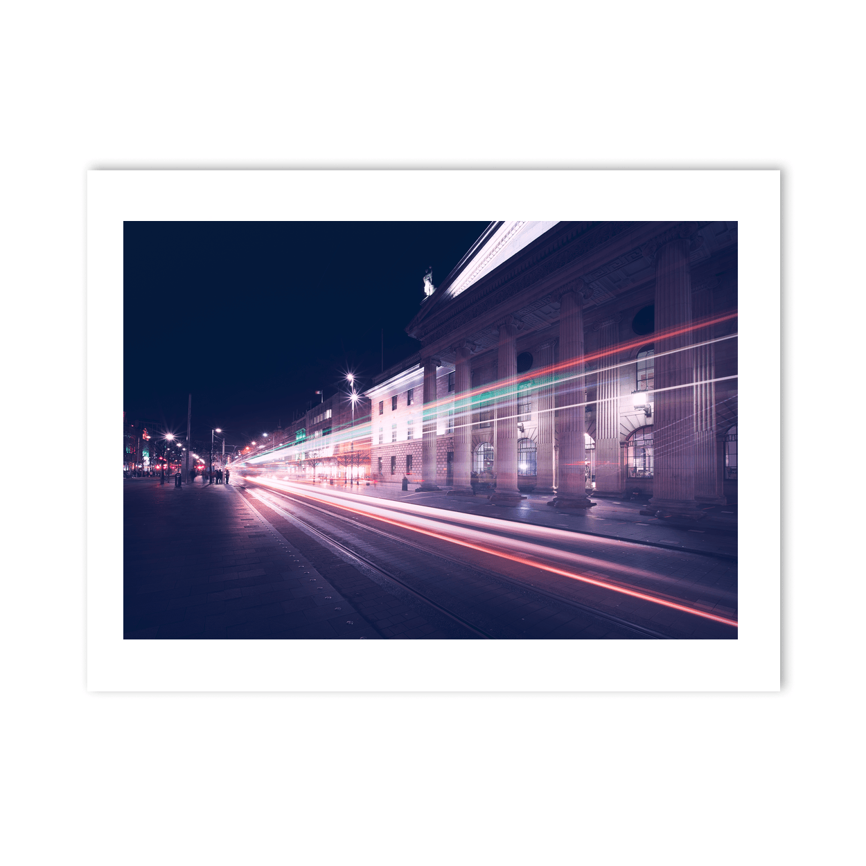 Nua Photography Print GPO O'Connell Street Light Trails at Night, Dublin City GPO O'Connell Street Light Trails Night Print | Nua Photography