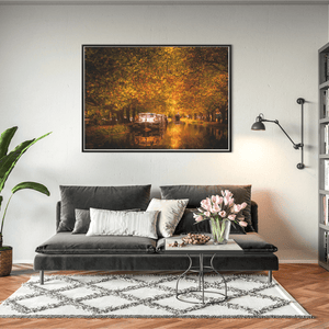 Nua Photography Print Grand Canal Autumn Golden Canopy with Barge, Dublin City Grand Canal Autumn Golden Canopy Dublin Print | Nua Photography