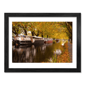 Nua Photography Print Grand Canal Autumn Scene with Barges, Dublin City Grand Canal Autumn Barges Dublin Print | Nua Photography