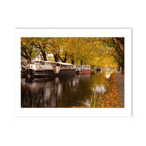 Nua Photography Print Grand Canal Autumn Scene with Barges, Dublin City Grand Canal Autumn Barges Dublin Print | Nua Photography