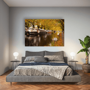 Nua Photography Print Grand Canal Autumn Scene with Barges, Dublin City Grand Canal Autumn Barges Dublin Print | Nua Photography