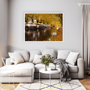 Nua Photography Print Grand Canal Autumn Scene with Barges, Dublin City Grand Canal Autumn Barges Dublin Print | Nua Photography