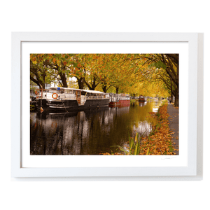 Nua Photography Print Grand Canal Autumn Scene with Barges, Dublin City Grand Canal Autumn Barges Dublin Print | Nua Photography