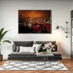 Nua Photography Print Grand Canal Dock Red Sticks at Night, Dublin City Grand Canal Dock Red Sticks at Night Print | Nua Photography