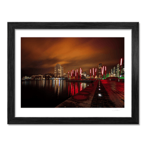 Nua Photography Print Grand Canal Dock Red Sticks at Night, Dublin City Grand Canal Dock Red Sticks at Night Print | Nua Photography