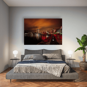 Nua Photography Print Grand Canal Dock Red Sticks at Night, Dublin City Grand Canal Dock Red Sticks at Night Print | Nua Photography