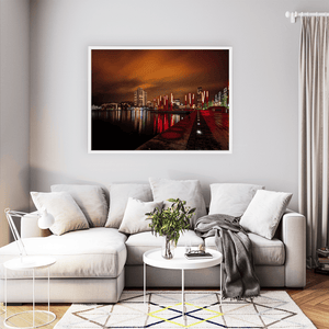Nua Photography Print Grand Canal Dock Red Sticks at Night, Dublin City Grand Canal Dock Red Sticks at Night Print | Nua Photography