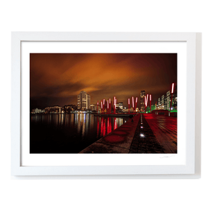 Nua Photography Print Grand Canal Dock Red Sticks at Night, Dublin City Grand Canal Dock Red Sticks at Night Print | Nua Photography